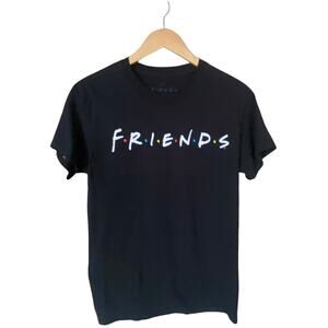 FRIENDS Black Graphic Print Tee T-Shirt Cotton Top Small NWT